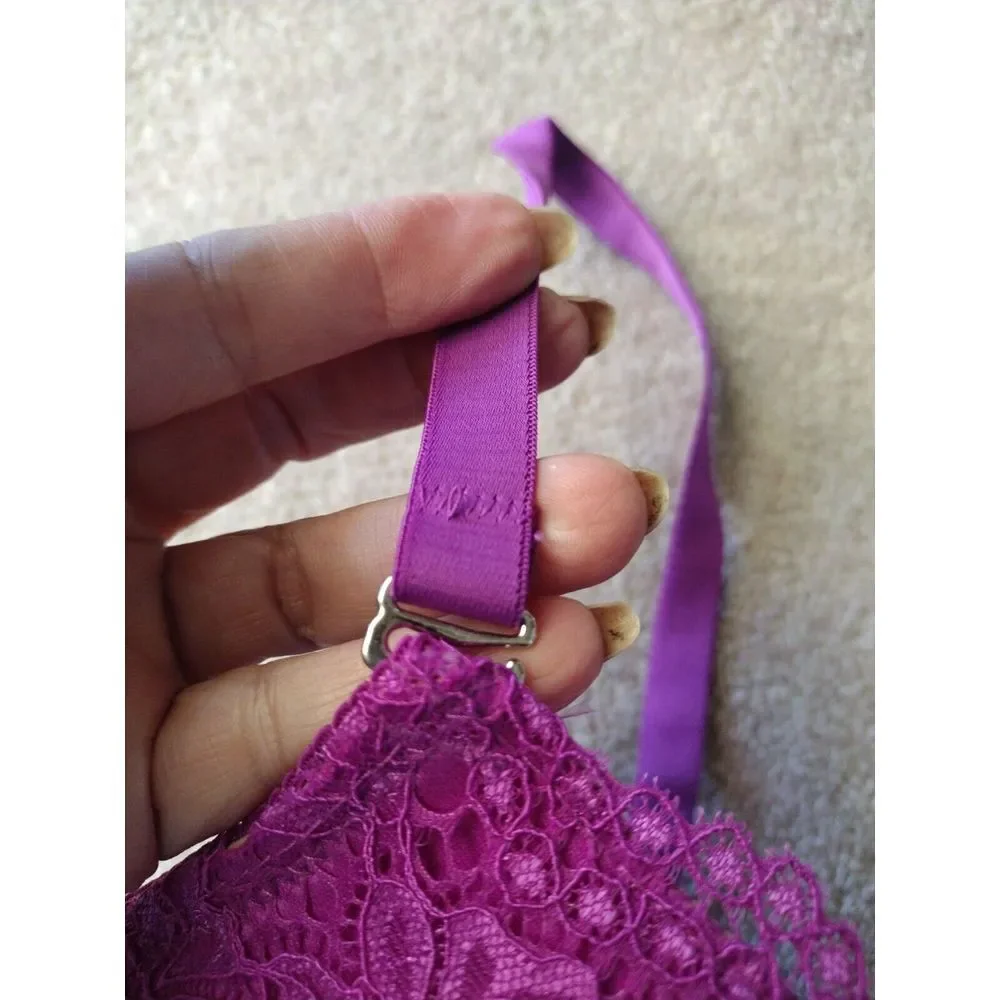 Isaac‎ Mizrahi Purple Lace Lightly Lined Convertible Straps T-shirt Bra 36D NWT